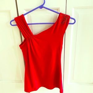 Knit top,red,new with tags.Sequins on one shoulder